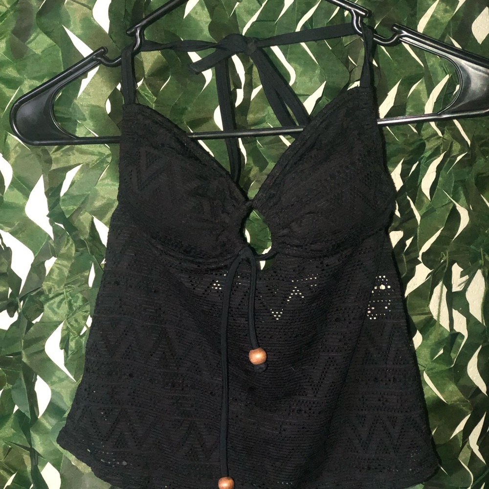 Black Crochet Swim Top